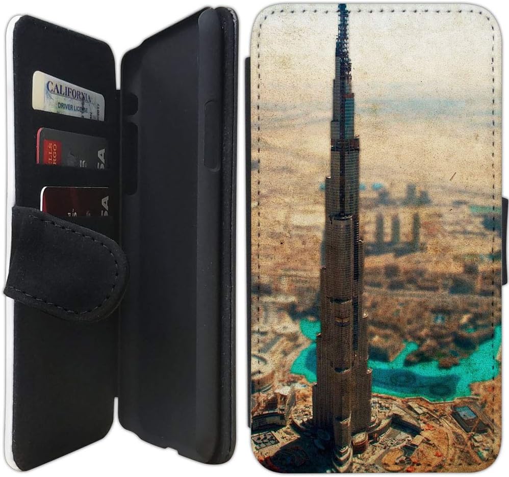 Flip Wallet Case Compatible with iPhone X/XS (5.8 inch) (City of Dubai Retro) with Adjustable Stand and 3 Card Holders | Shock Protection | Lightweight | Includes Free Stylus Pen by Innosub