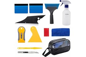 SETLUX Window Tint Tools Kits 12PCS Vinyl Wrap Tool Car Wrapping Kit Window Film Kit Car Window Film Installation Application with Window Tint Squeegee…