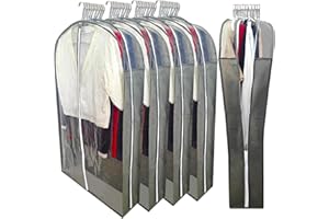 Suit Bags for Closet Storage with 6.3" Gusset, 40" Moth Proof Garment Bags for Hanging Clothes, Clear Suits Covers and Side Z