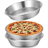 Otoolling 3 Pcs Deep Stainless Steel Pie Pan Set - Thickened Metal Baking Pans for Oven, Rust Proof Pie Plates for Kitchen(9.5 Inches,Standard Version)