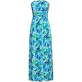 GRACE KARIN Women Strapless Dress Casual Loose Ruched Long Maxi Dress with Pockets