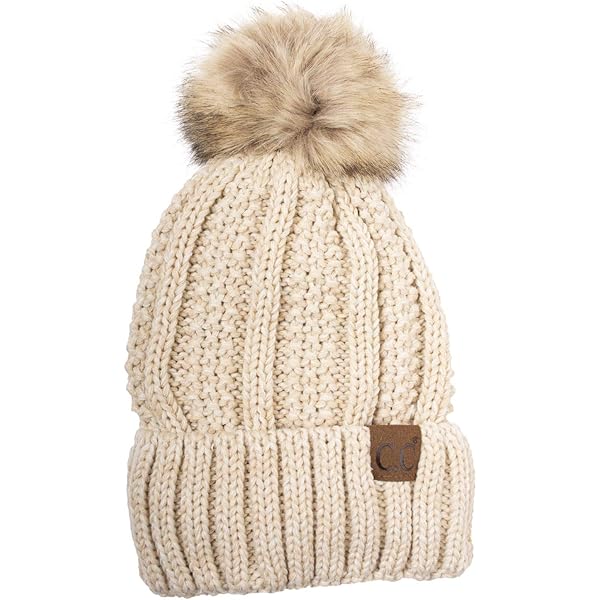 C.C Hatsandscarf Exclusives Cable Knit Double Pom Winter
