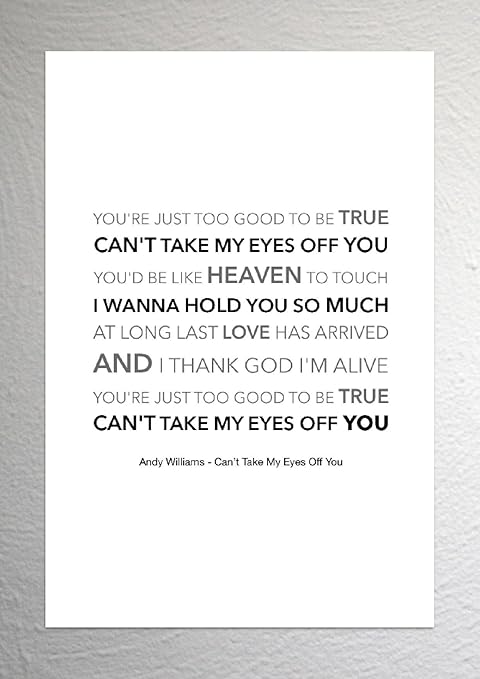 Amazon De Andy Williams Can T Take My Eyes Off You Funky Lyric Kunstdruck Grosse