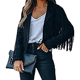 Bibowa Faux Suede Leather Jackets For Women Trendy Fall Western Fringe Cropped Jacket 2025 Tassel Motorcycle Crop Coats