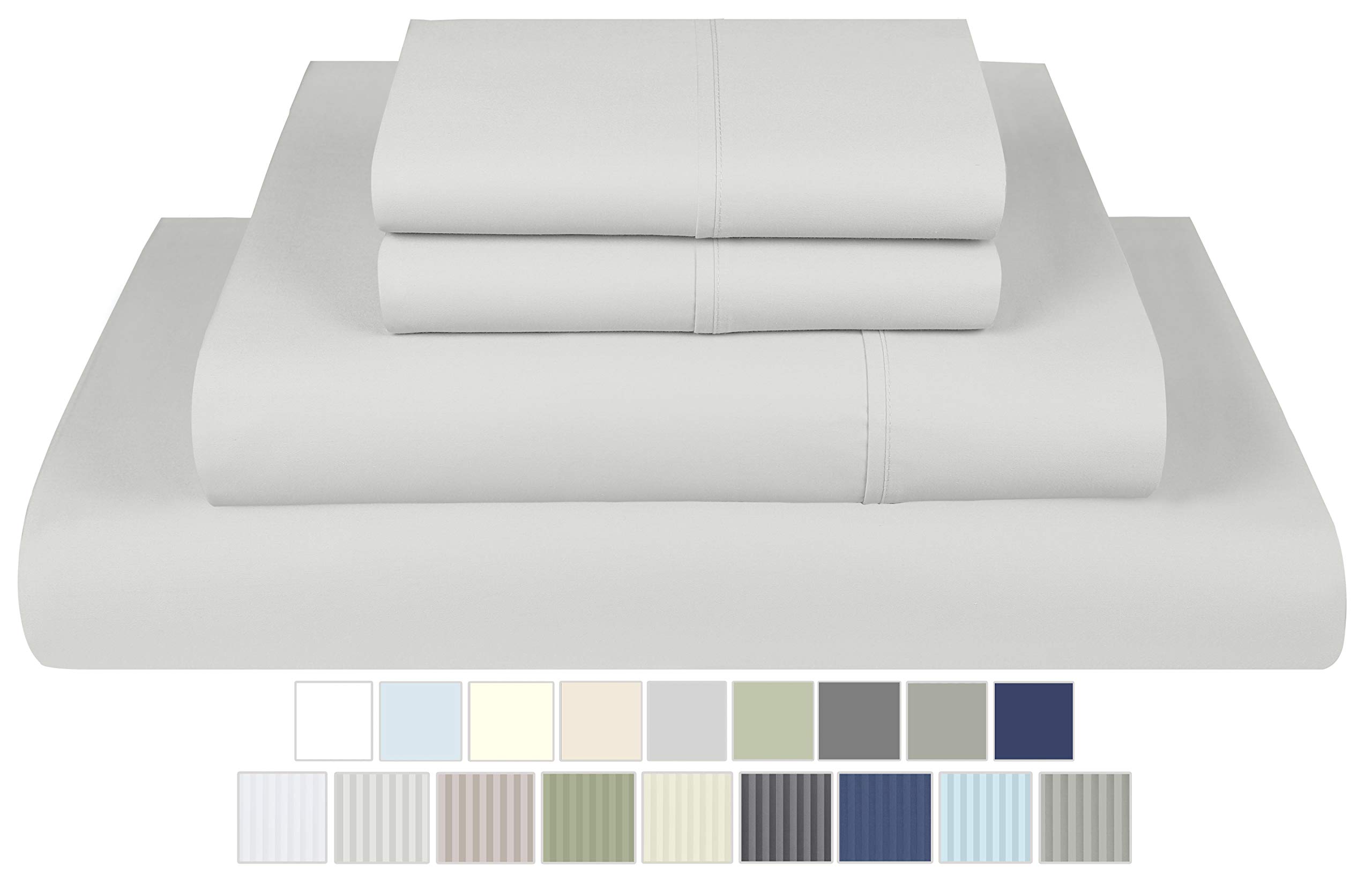 Threadmill 100% Cotton Sheets for King Size Bed - 600 Thread Count King Bed Sheets Set with 16” Deep Pocket - Sateen Weave 4-Piece Bedding Set with Cooling Effect, Light GreyOEKO-TEX STANDARD 100