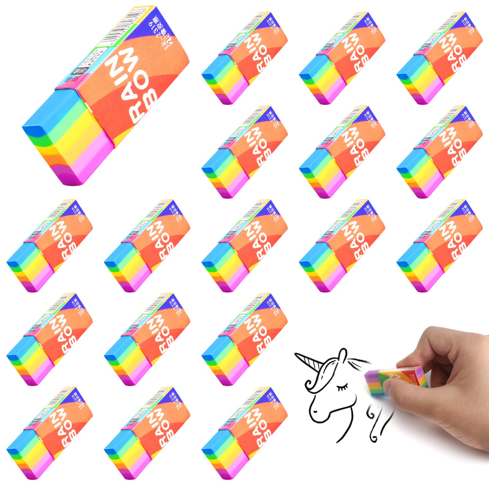 20Pcs Plastic Rubber Eraser, Soft 2B Eraser, Cute Rubber Erasers, Flexible Pencil Rubber Eraser for School Home Office