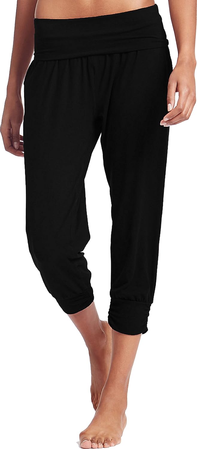 Ladies Ex M&S Marks and Spencer Black Harem Yoga Pants Bottoms Cropped