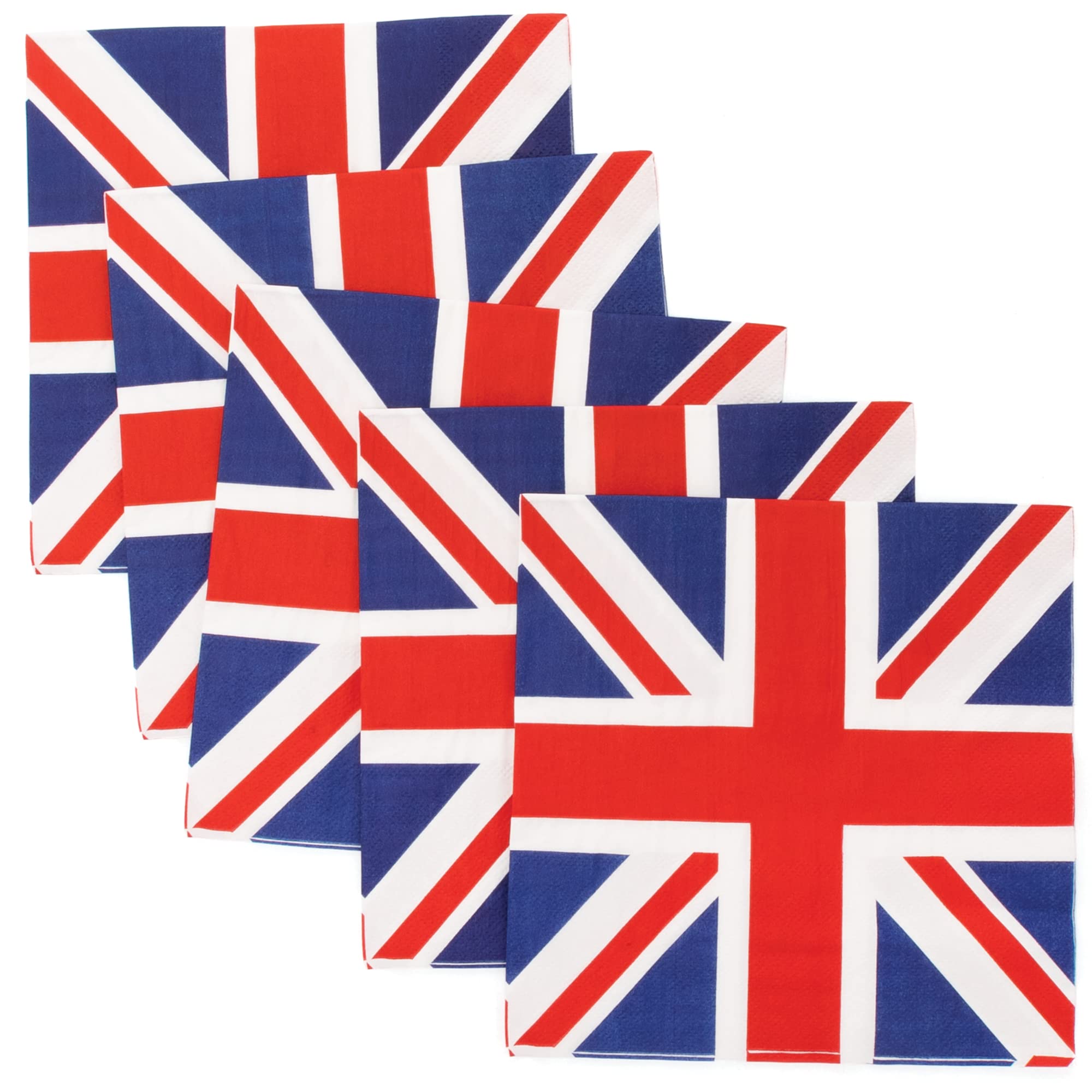 Baker Ross PJ143 Union Jack Paper Napkins for VJ Day 80th Anniversary – Pack of 40, British Flag Themed Tableware,33cm x 33cm
