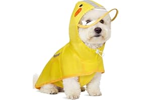 Scheppend Dog Raincoat,Adjustable Waterproof Cloak Pet Hooded Raincoat Jacket,Cute Yellow Duck Poncho for Pet,M