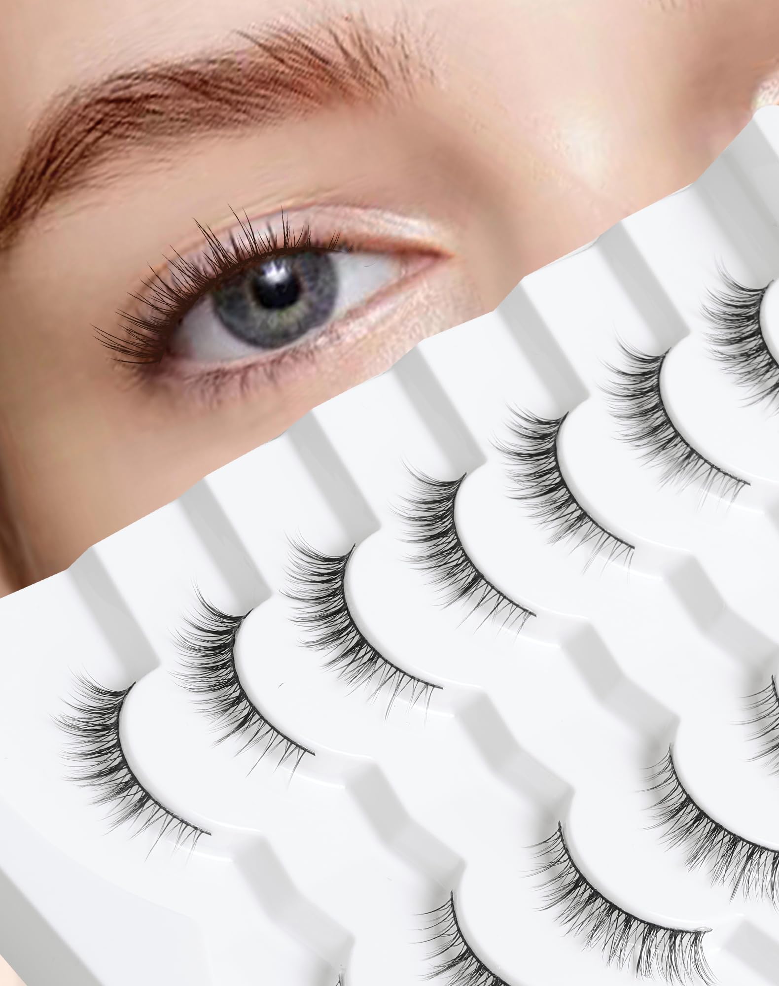 Short Lashes Natural Look Wispy Eyelashes Soft False Eyelash Fluffy Fake Small Cute Lash For Onlyall 7 Pairs HL50 — image 1