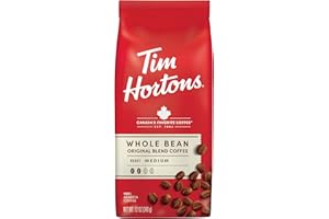 Tim Hortons Whole Bean Original, Medium Roast Coffee, Made with 100% Arabica Beans, 12 Ounce Bag