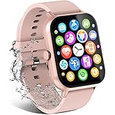 Smart Watch for Men Women Compatible with IOS Android Phone, 1.83" Full Touchscreen IP68 Waterproof Smart Watches,Fitness Tracker with Make/Recive Call 123+ Sport Modes Heart Rate/Sleep Monitor,Pink