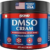 5Kind DMSO Cream for Pain Relief 4 fl oz Topical Muscle &amp; Joint Pain Relief | 99.9% Pure DMSO Pharmaceutical Grade Cream - Aloe Vera, Magnesium, Arnica &amp; Menthol - Registered NDC - Made in USA
