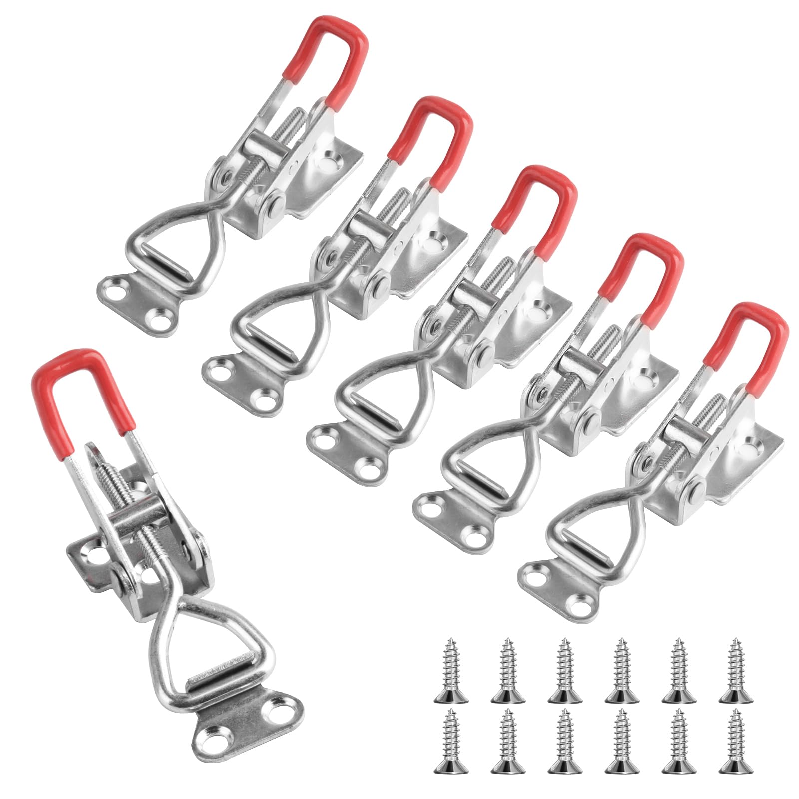 6 Pcs Toggle Clamp Latch, Metal Toggle Latch, Adjustable Toggle Catch Latch Clasp, Quick Release Tension Lock for Case Cabinet Boxes Closure Tool Boxes Latch Clamps Tool, 100kg/220lbs