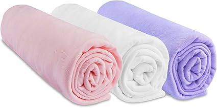 Lot De 3 Draps Housse Coton Pour Lit Bebe 70x140 Cm Rose Blanc Parme Marque Easy Dort Amazon Fr Bebes Puericulture