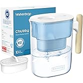 Waterdrop Water Filter Pitcher with 1 Filter, 200-Gallon Long-Life, Chubby 10-Cup Large Water Filter Pitcher, NSF Certified, 5X Times Lifetime, Reduces PFOA/PFOS, BPA Free, Blue
