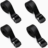 4 Pack Heavy Duty Tie Down Straps with Cam Buckles, Polypropylene Lashing Straps for Cargo, Truck, Boat, Motorcycle, Kayak, Canoe, Trailer, SUP (Black, 0.98'' x 2')