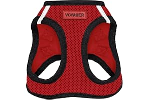 Voyager Step-In Air Dog Harness-All Weather Mesh Step in Vest Harness for Small and Medium Dogs by Best Pet Supplies-Red Base