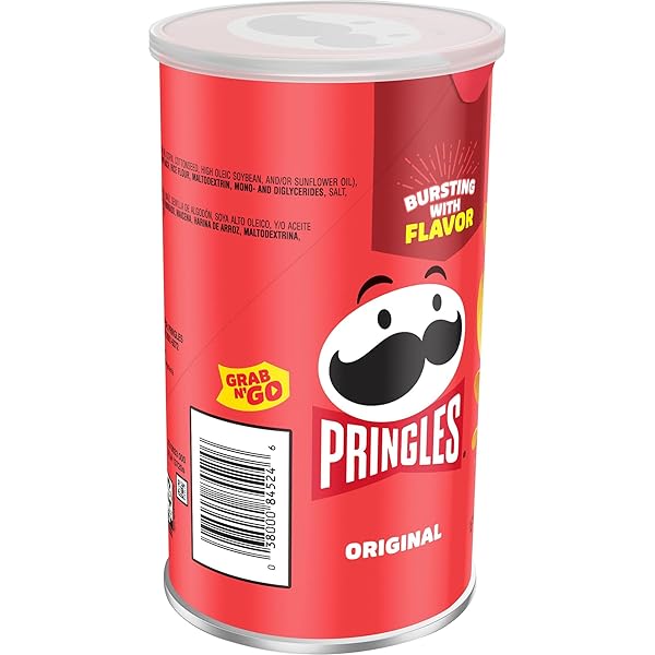 PRINGLES POTATO CRISPS CHIPS, LUNCH SNACKS, OFFICE AND KIDS SNACKS, GRAB N’ GO, ORIGINAL (12 CANS)