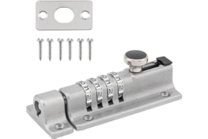 MEINUOKA Slide Bolt Latch for Gate, Combination Sliding Lock for Door Security with 4-Digit, Bolt Lock for Gates, Sheds, Fences, Yards, Cabinets, Indoor/Outdoor Use, Silver