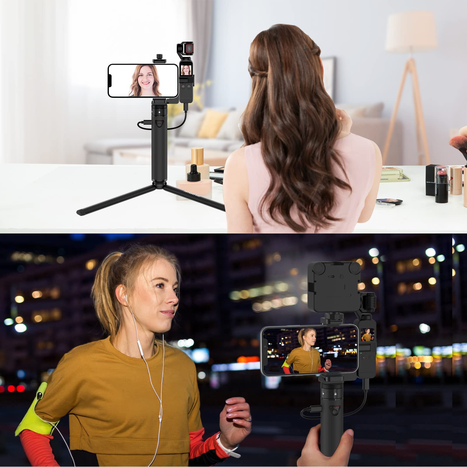 Smatree Charging Stick for DJI OSMO Pocket 2, 5000mah Power Charger Compatible with DJI Osmo Pock 2/1, Power Bank with Phone Holder Pocket Mount Set and Tripod Upgrade Version