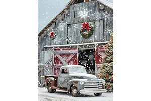 JYXSJYYD 5D DIY Winter Diamond Art Kits For Adults,Christmas Wooden House Truck Diamond Paintings Kits For Beginners,Paint By Diamonds Dot Full Drill Gem Art Crafts,Home Wall Decoration 11.8x15.8 Inches.
