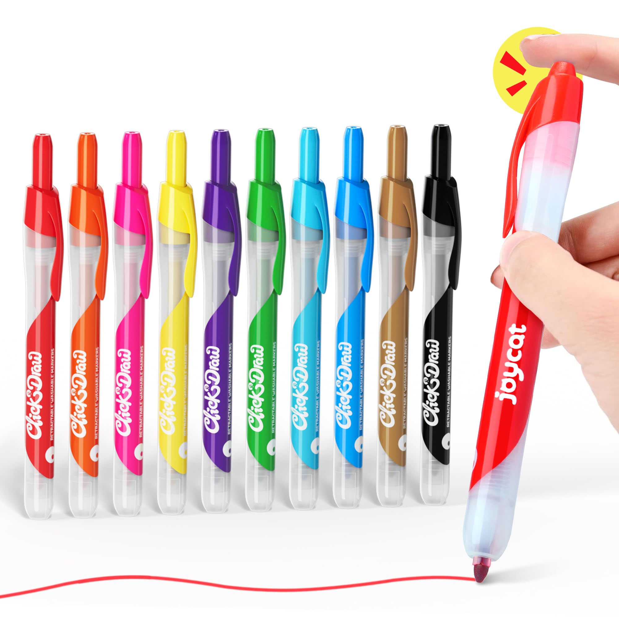Photo 1 of JoyCat Click & Draw Washable Markers for kids with Retractable Tips,10 Colors Markers Set,retractable marker for Toddlers Kids, Ideal arts & crafts supplies,coloring markers,Holiday Gifts for Kids.