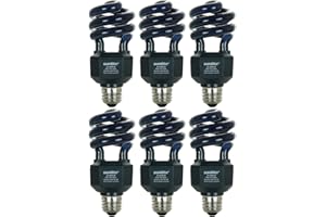 Sunlite 05646-SU CFL Black Light Bulb (BLB), Perfect for Halloween, Spiral Blacklight, 20 Watts, 120 Volts, Medium Base (E26), 463nm, UL Listed, 6 Count (Pack of 1)