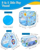 MAIKEHIGH Kids Play Tent and Tunnel 3 in 1 Ball Pit Indoor Outdoor view 3