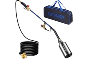 Gutenguy Propane Torch Weed Burner Weed Torch with Storage Bag, 1,280,000 BTU Flame Out Thrower with 10FT Hose, Heavy Duty Flame Weeder with Igniter for Garden Wood Roofing Snow Charcoal