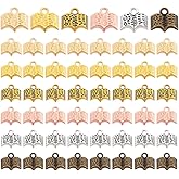 PH PandaHall 120pcs 6 Colors Book Charms Open Book Pendants Tibetan Style Metal Bible Book Charms Knowlege Charm for Necklaces Jewelry Making Bookmark Gift for Readers 11x12mm