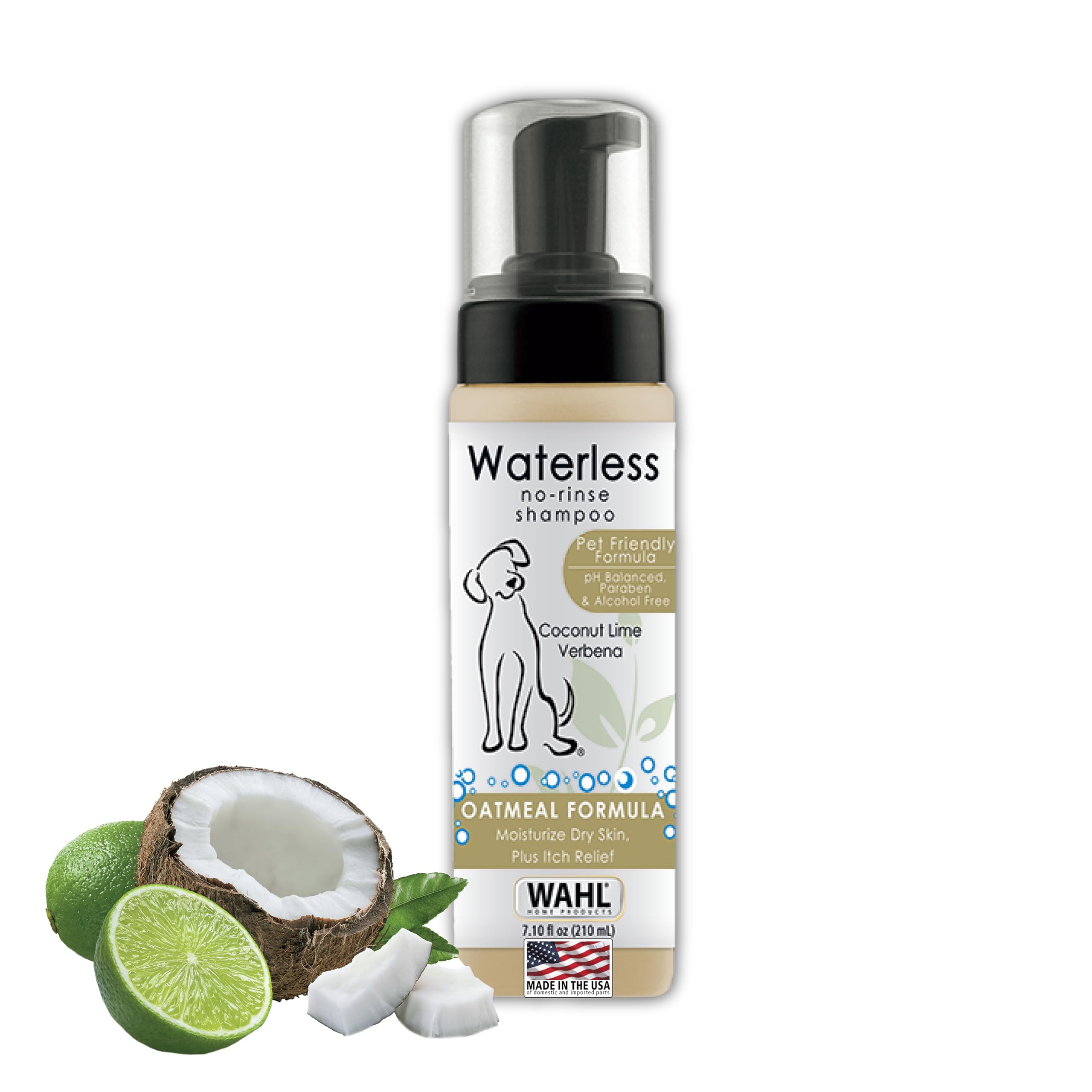 Photo 1 of Wahl USA Pet Friendly Waterless No Rinse Shampoo for Animals – Oatmeal & Coconut Lime Verbena for Cleaning, Conditioning, Detangling & Moisturizing Dogs, & Cats – 7.1 Oz - Model 820015A