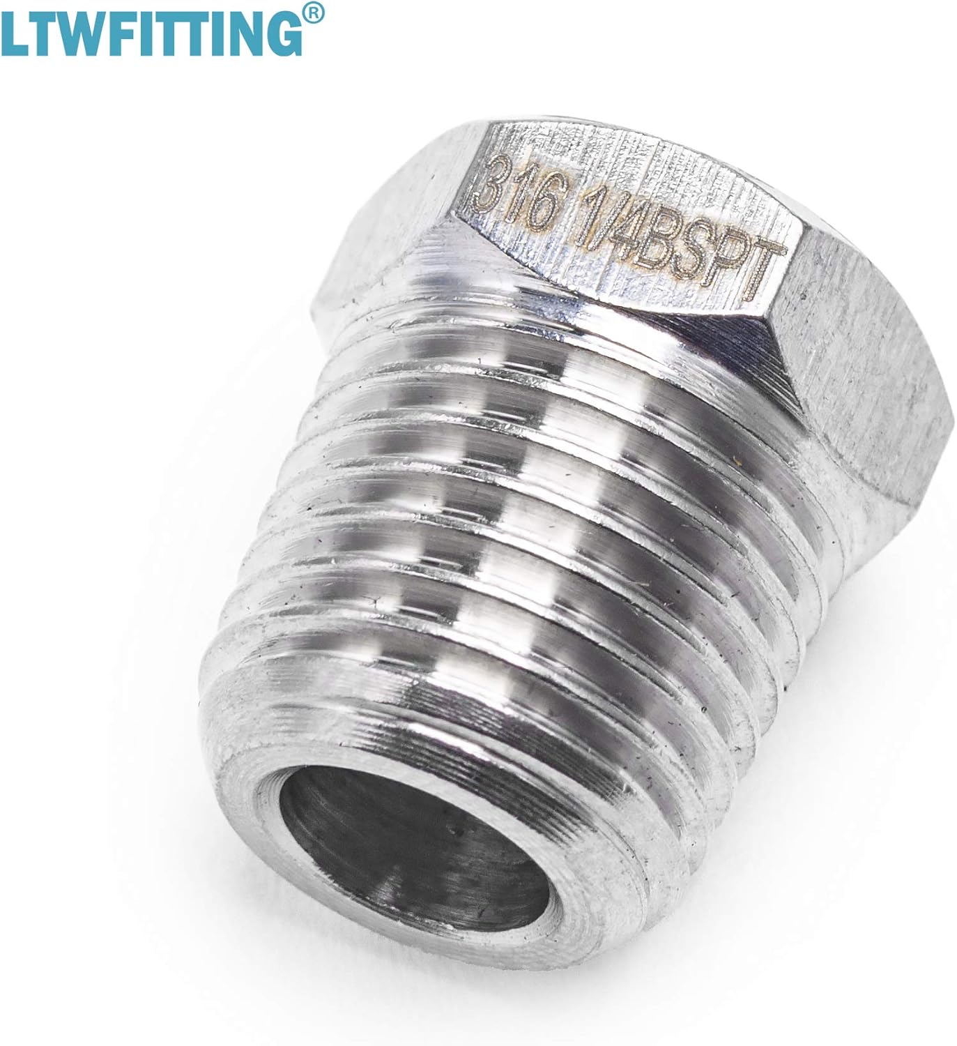 LTWFITTING Stainless Steel 316 Pipe Hex Head Plug Fittings 1/4-Inch ...