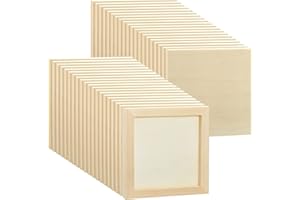 Kathfly 48 Pcs 6 x 6’’ Wood Panel Boards, Unfinished Wood Canvas Panels for Painting Crafts DIY Drawing Pouring Art Projects