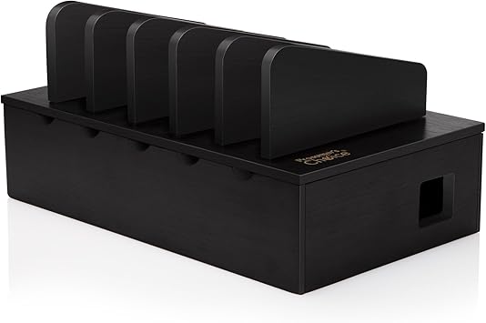 Amazon Com Prosumer S Choice Bamboo Charging Station Rack For Smartphones And Tablets Black Computers Accessories