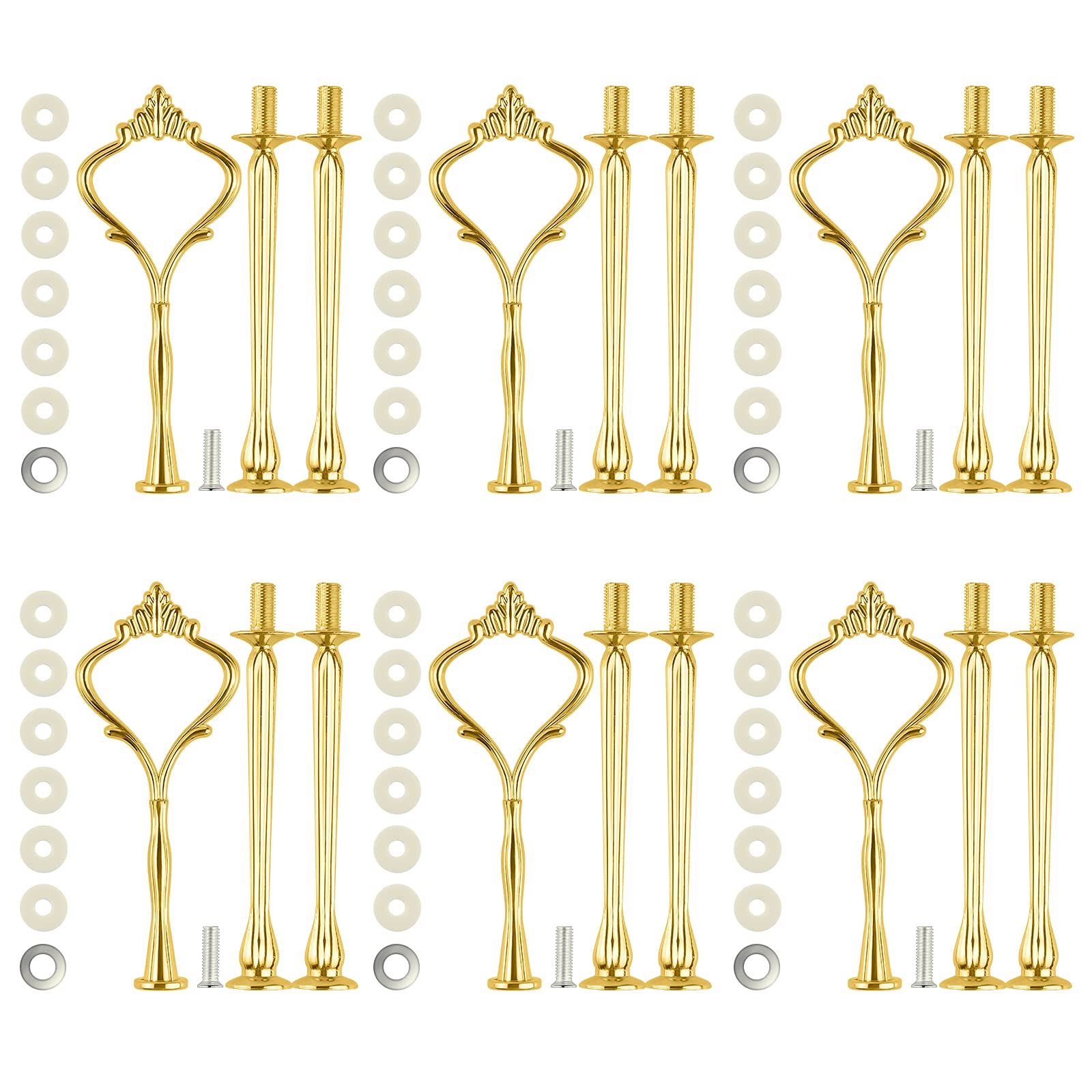MSDADA 6 Set Cake Stand Fittings Kits Tiered Tray Hardware for Wedding Party Making Resin Cupcake Dessert Platter Serving Stand(Gold, L)