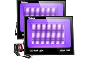 TIGQIANG Upgraded 240W LED Black Light with 10ft Cable, IP66 Outdoor Blacklight Flood Light, Powerful Washer Light with Plug Switch for Christmas Halloween Neon Glow Dark Party Fluorescent Body Paint, 2 Pack