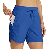 Willit Women's Athletic Running Shorts 5" Quick Dry Workout Hiking High Waisted Active Gym Exercise Zipper Pocket