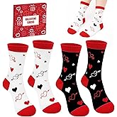 Kannove Valentines Day Heart Socks for Women Men, 2 Pairs Cute Love Socks, Cool Valentine Gifts for Teens Boys Girls & Friends, Couple Socks Gifts for Him Her, Galentines Gifts for Besties