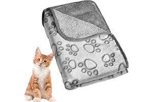 PISPETS Pet Blanket for Dogs and Cats - 24 * 16 Inch Soft Cozy Blanket with Lovely Paw Prints Fit for Sofa Bed and Floor (Grey)
