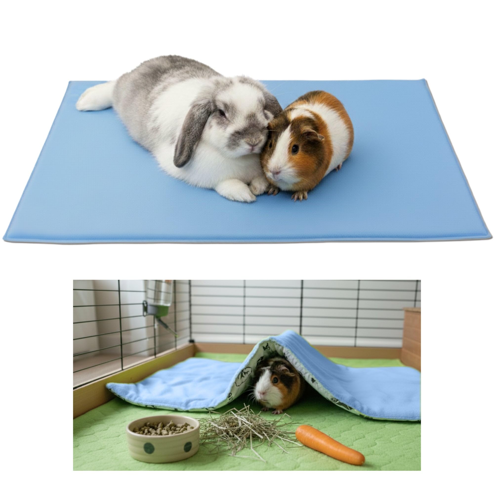 NEO SOLVO Fleece Playground for Guinea Pig and Rabbit - All in One, it's a Blanket, a Giant Tunnel, a House, a Cushion and a Bed - 35cm x 70cm - Blue