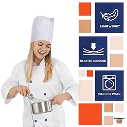 EZGOODZ White Chef Hats in Bulk, 12" Tall. Pack of