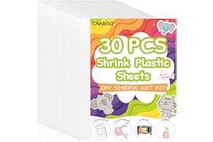 30 Pieces Heat Shrink Sheets Plastic, 7.9x5.7in Blank Shrinking Plastic Paper Sheets Shrinkles Film Art Paper Papers for DIY 