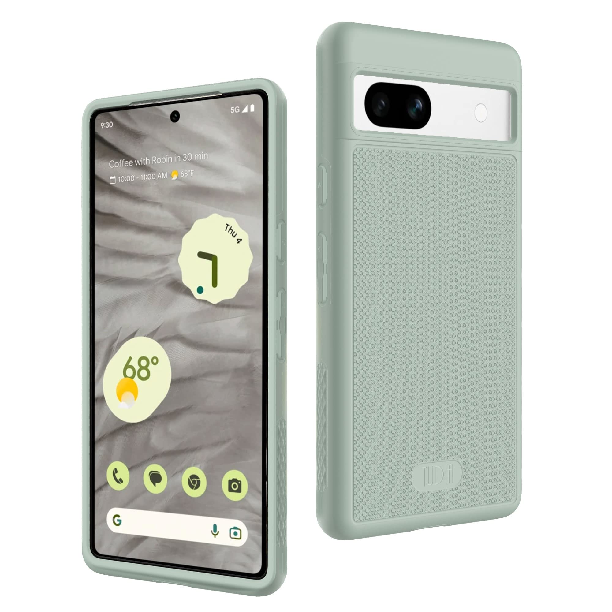 TUDIA DualShield Grip Designed for Google Pixel 7a Case (2023), [MergeGrip] Military Grade Dual Layer Shockproof Slim Tough Non-Slip Heavy Duty Protective Phone Case Cover - Green Lily
