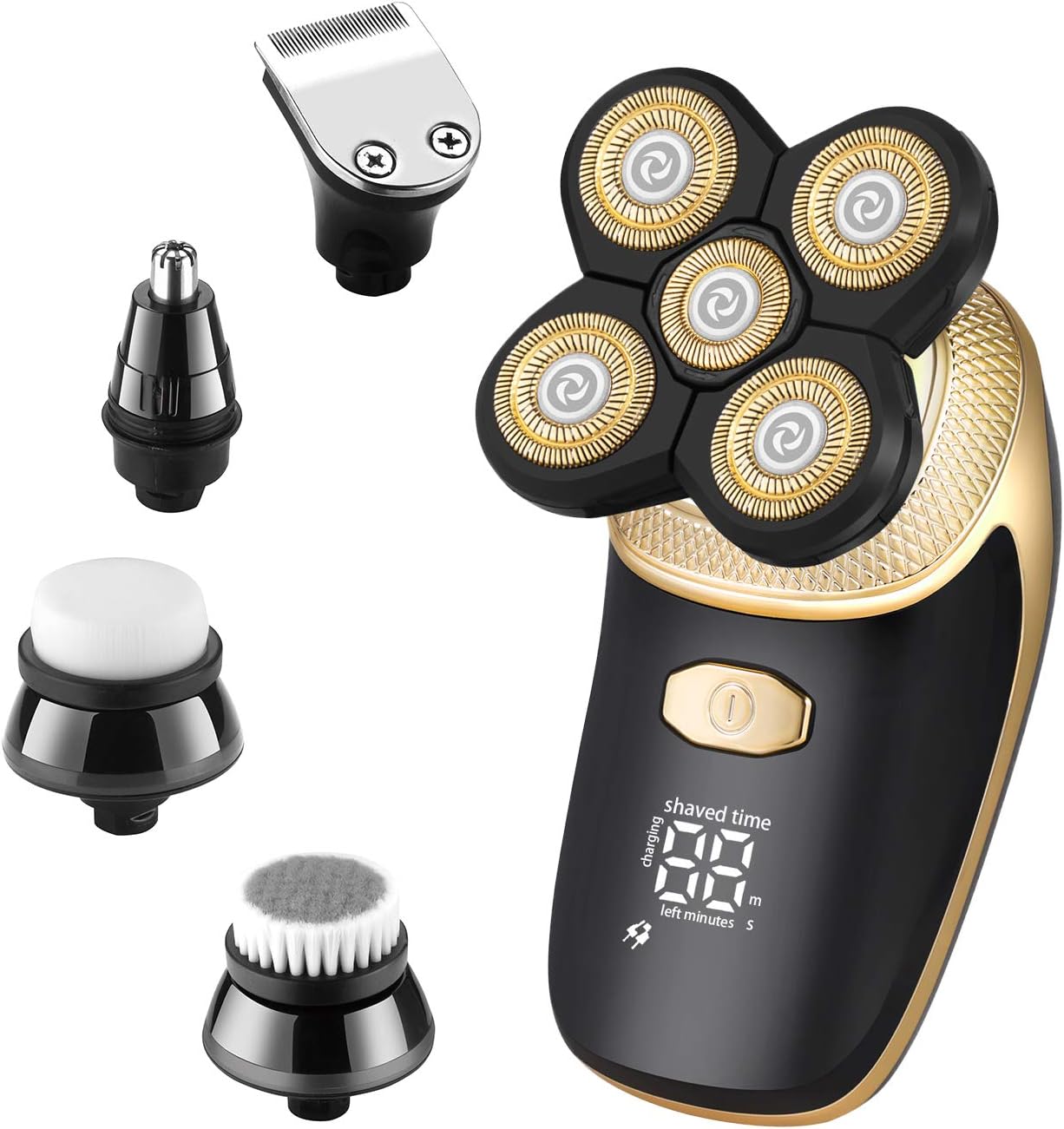 Electric Razor For Men 5 in 1 Bald Men Shaver Beard Trimmer Grooming Kit Rotary Shaver Waterproof Electric Shaver LED Display USB Rechargeable