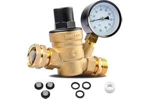 RVGUARD Water Pressure Regulator, Brass Lead-Free Water Pressure Reducer Kit, Adjustable Valve with Inlet Screened Filter, fo