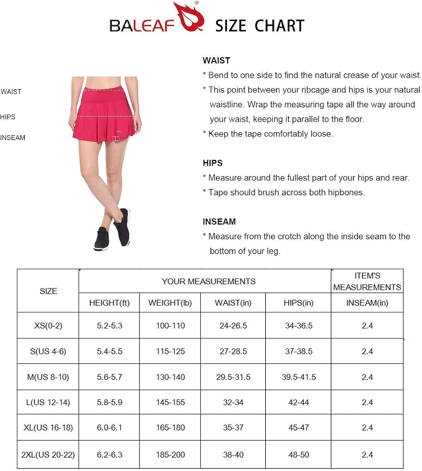 BALEAF Women's Athletic Golf Skirt Tennis Skort Pleated with Pockets: Clothing