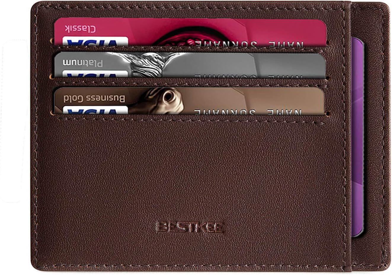 RFID Genuine Leather Slim Wallet Credit Card Holder for Men Blocking Minimalist Front Pocket Wallet