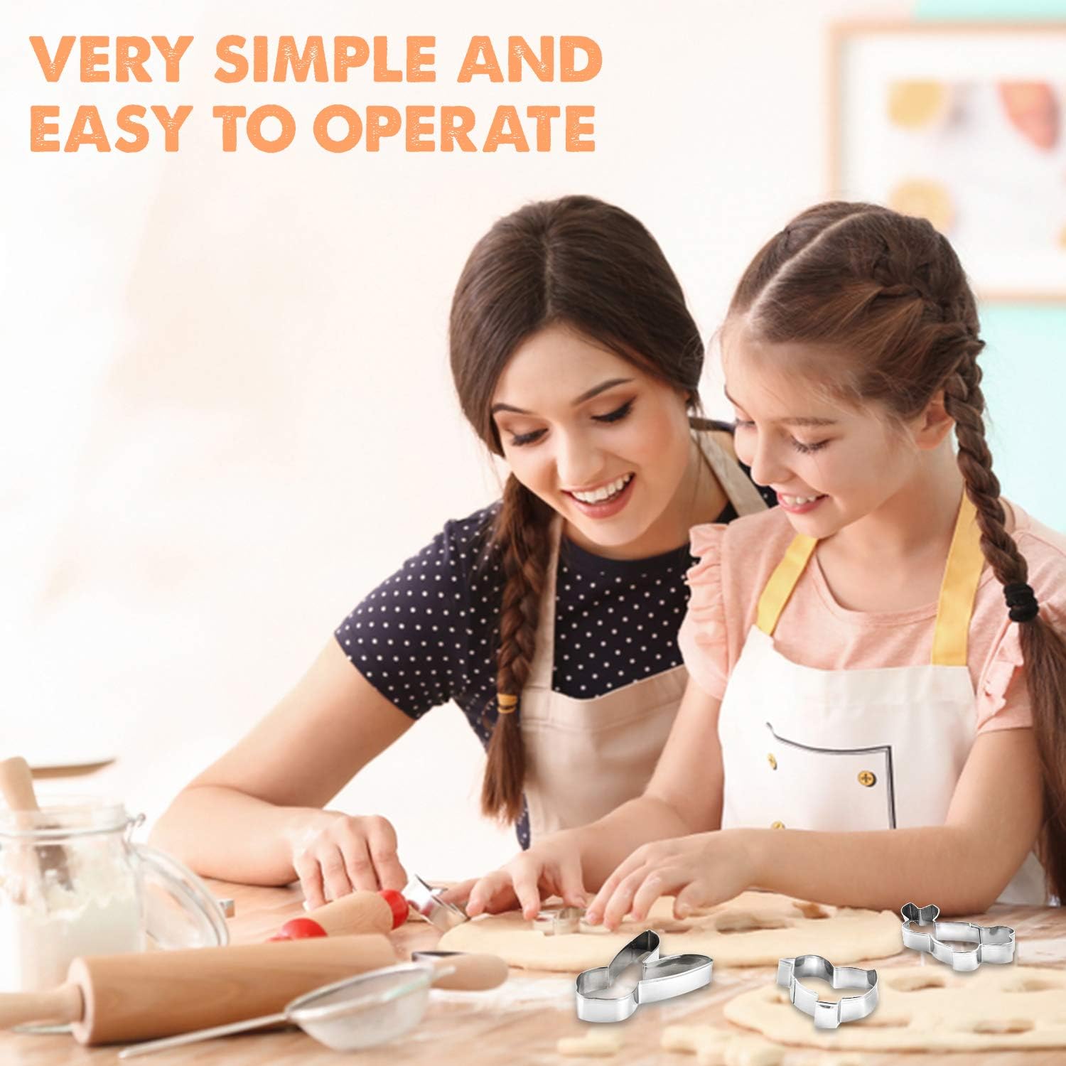Invero® 4 Pack Easter Cookie Cutter Set including Bunny Chicken Egg Chick Rabbit Shapes Fondant Biscuit, Silver - Image 5
