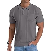 Sailwind Mens Textured Knit Polo Shirts Short Sleeve Summer Collared T Shirt with Pocket
